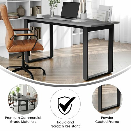 Flash Furniture Redmond 60x24 Conf Tbl w/1in. Thick Dbl Sided Laminate Tbl Top w/PVC and U-Frame Steel Bse, Gry Oak MT-M6024-LTGRY-UBF-GG
